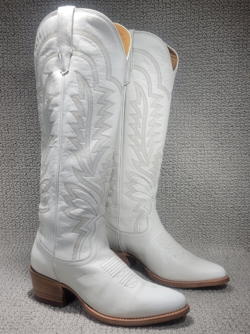 Tecovas The Abby Women's US Size 8.5B Snow Cowhide Leather Cowgirl Boots - Picture 5 of 10